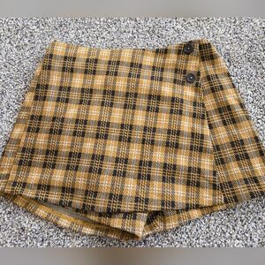 Plaid Button-Detail Youth Skort
